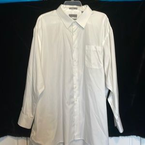 JOHN W NORDSTROM 120s 2-PLY 19 1/2 TRADITIONAL FIT WHITE TEXTURED DRESS SHIRT